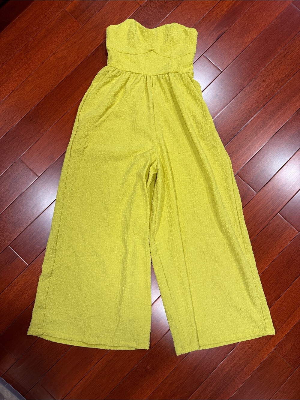 ASOS Strapless Wide-Leg Jumpsuit in Bright Yellow
